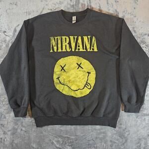 Gildan Nirvana Unisex Size L Crewneck Sweatshirt Black